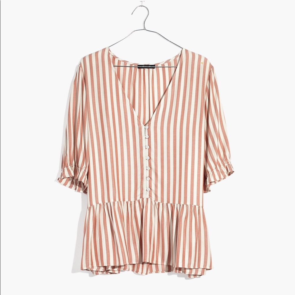 Madewell Courtyard Ruffle-Hem Top NWOT